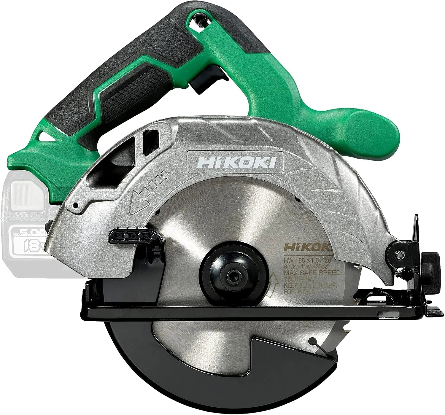 HiKOKI C18DBAL Scie circulaire pour des coupes droites rapides dans panneaux et pièces de bois: 165mm, 57mm, 18V