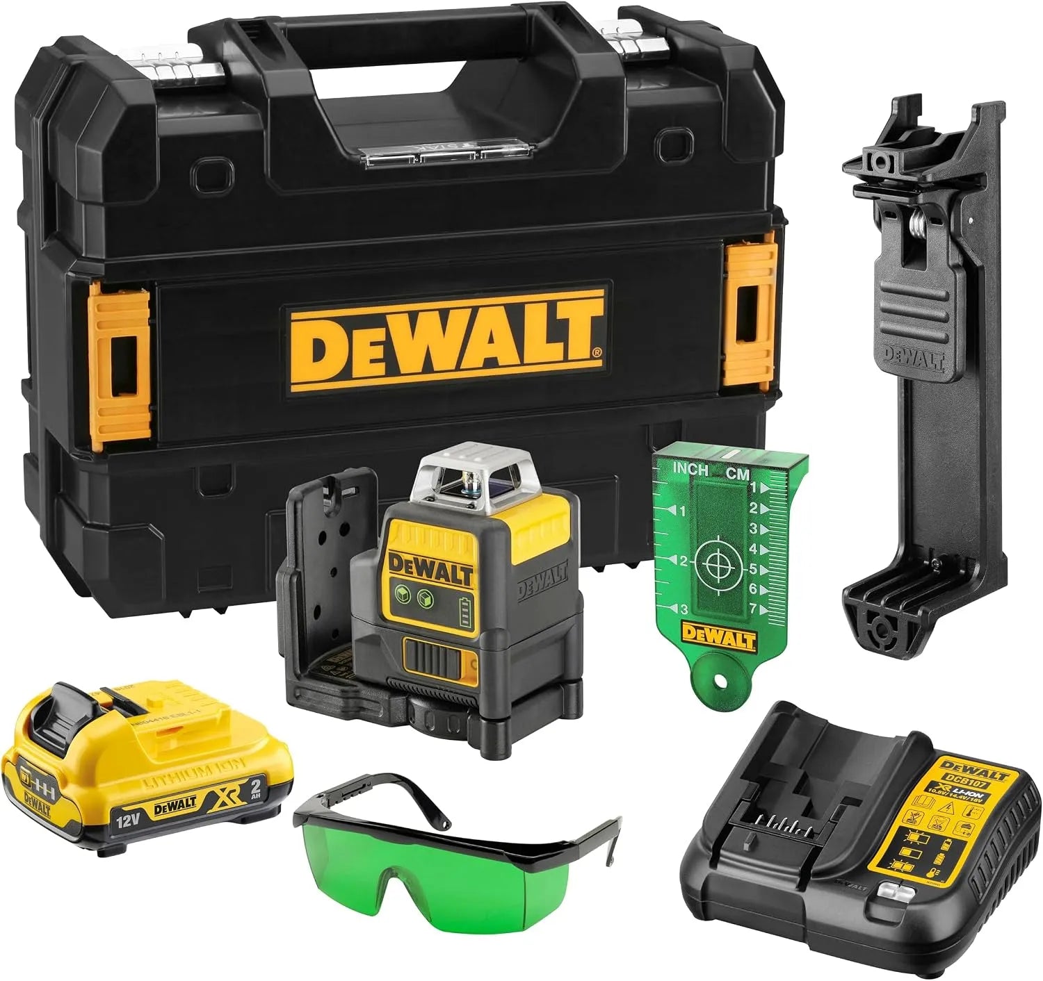 DeWalt DCE0811D1G-QW Niveau laser et laser lignes croisées – pivotant, 12V, vert