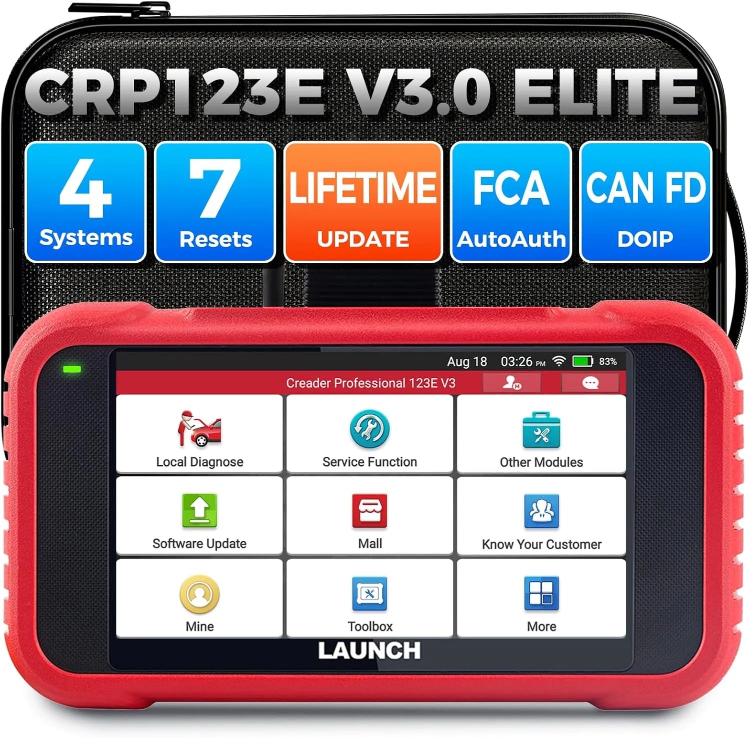 LAUNCH CRP123E Valise Diagnostic Auto Launch CRP123E V3.0 Diagnostic Voiture 4 Système – pour l'entretien automobile