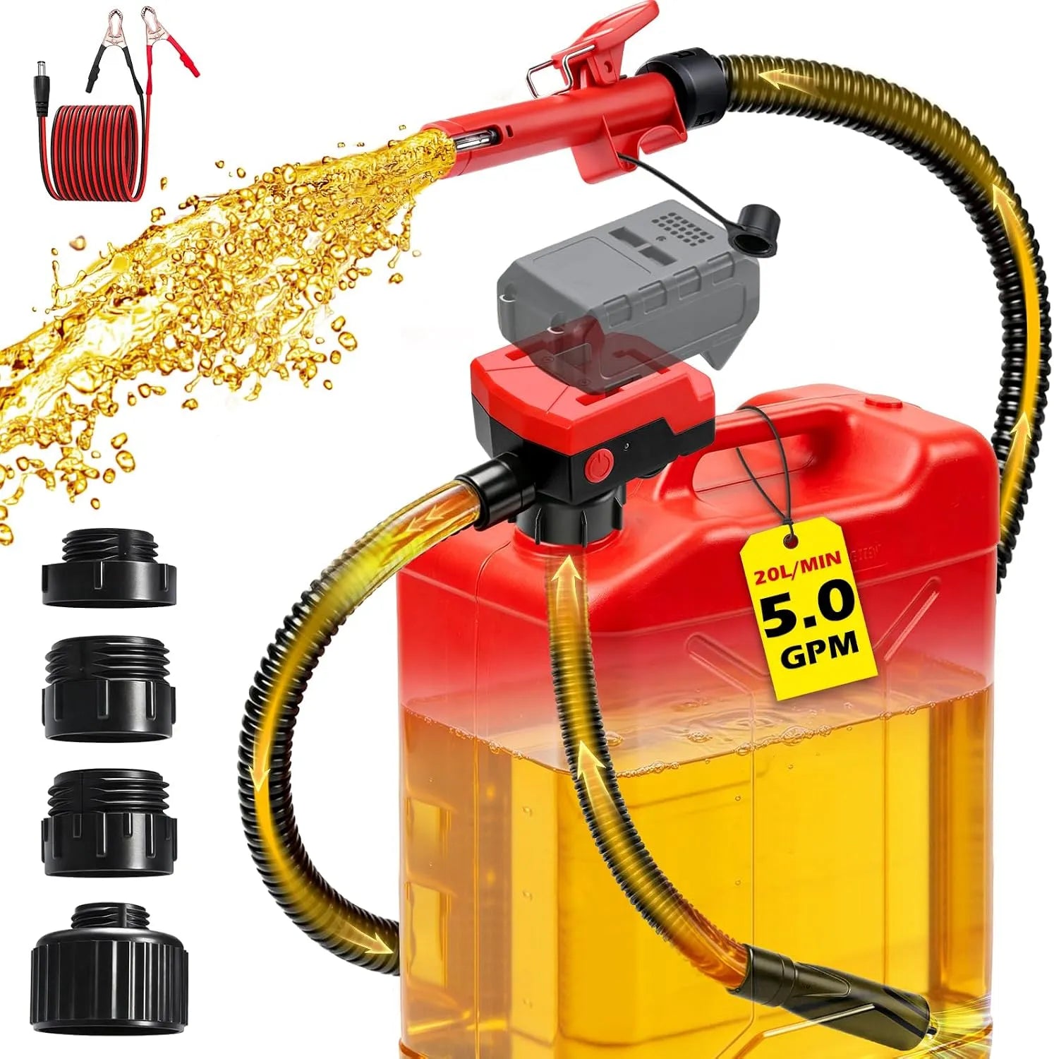 Pompe a carburant avec arrêt automatique et alarme,20L/min, diesel et huile.Compatible avec les batteries Makita 18V LXT, BL1850, BL1830, BL1840