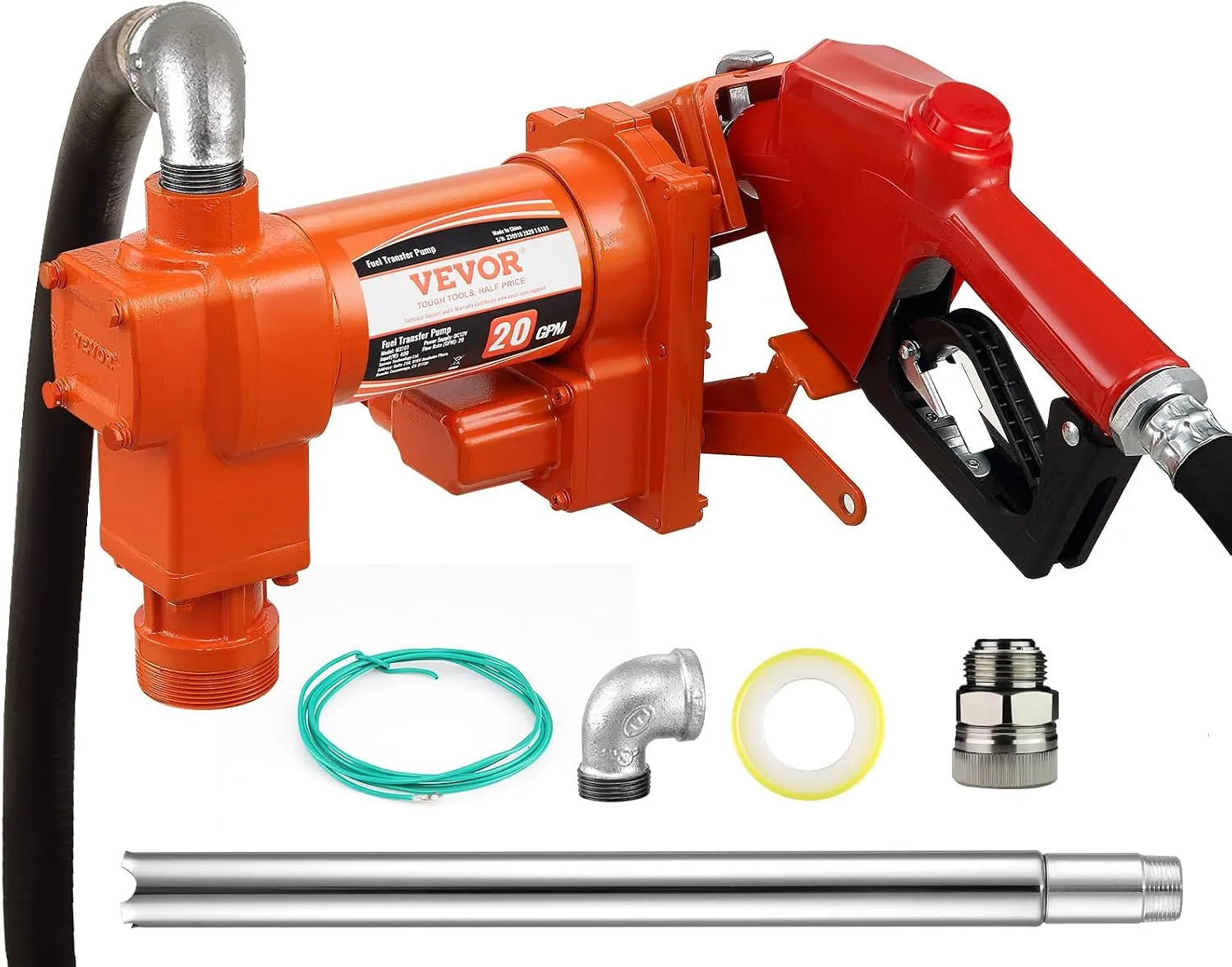 VEVOR Pompe de transfert de carburant et pompe à gasoil, 75,7 L/min, 12 V