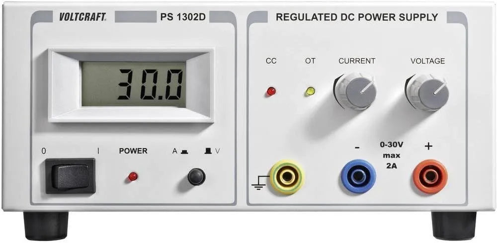 VOLTCRAFT PS-1302 Alimentation de laboratoire CC réglable et alimentation de banc, 60 W, 0-30 V, 0-2 A, pour test électronique et réparation