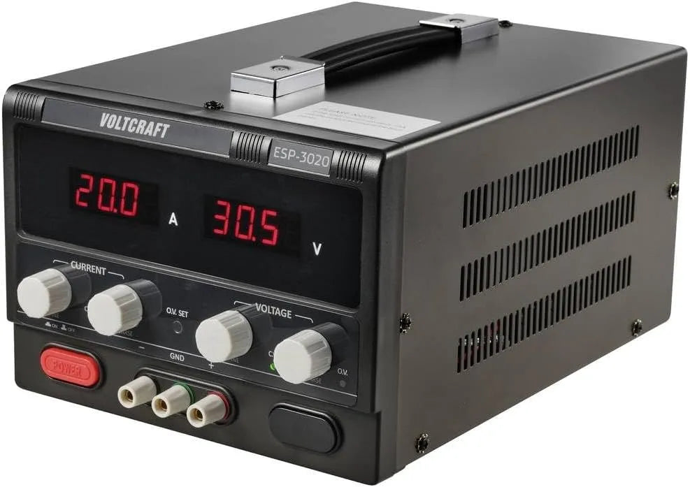 VOLTCRAFT ESP-3020 Alimentation de laboratoire CC réglable et alimentation de banc, 600 W, 0-30 V, 0-20 A, 4 mm, pour test électronique et réparation