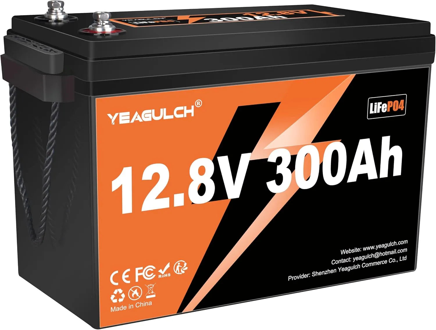 LiFePO4 Batterie lithium LiFePO4 et batterie solaire à décharge profonde, 300Ah, 12V, 200A, avec BMS