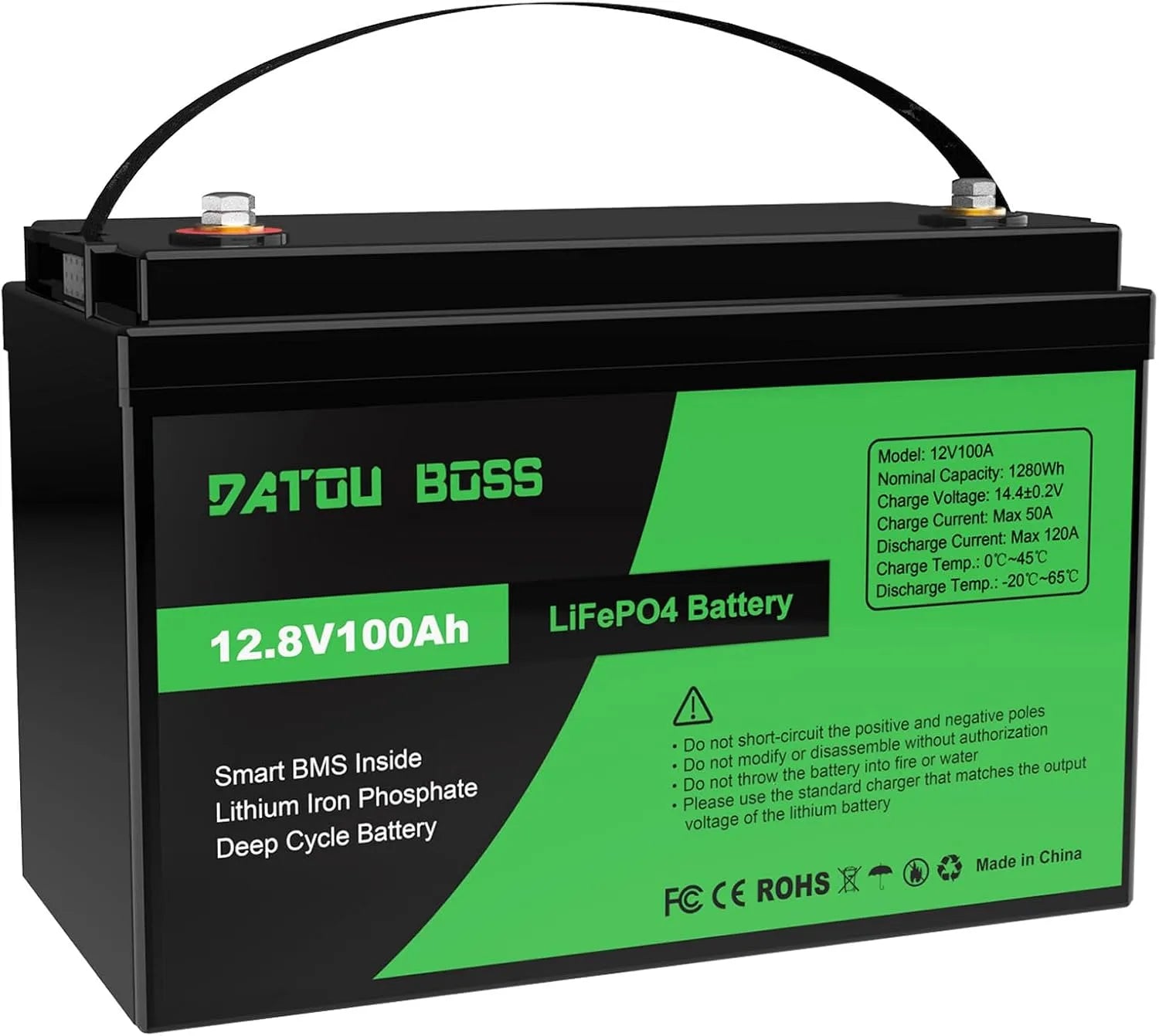 LiFePO4 Panneau solaire et module photovoltaïque, 12 V, avec BMS, 100 Ah, 1280 Wh, pour camping et camping-car