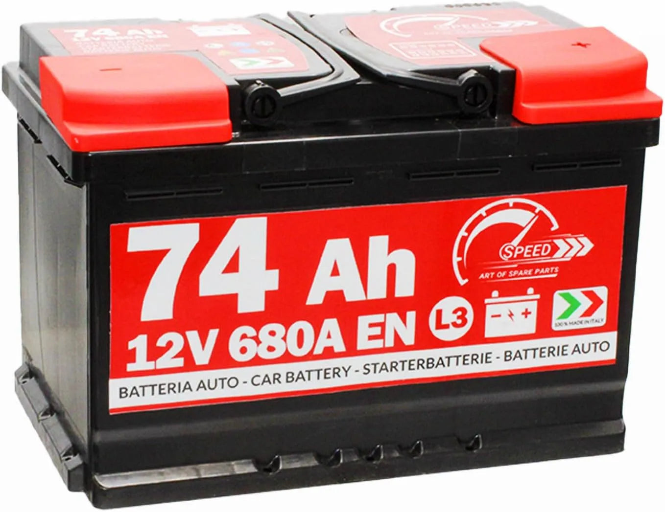 Speed - SMC - Batterie de voiture 12 V 74 Ah 680 A - pôle positif à droite - code L374