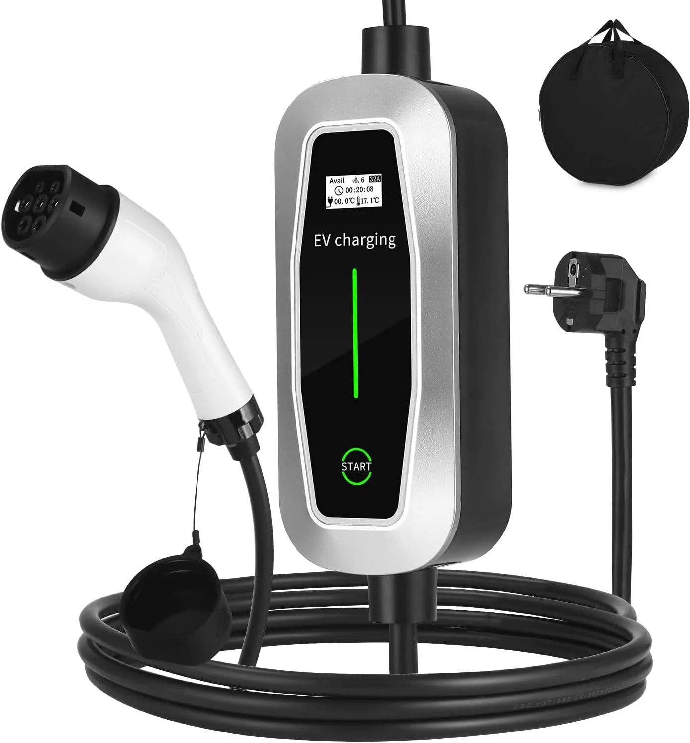 Borne de recharge pour voiture électrique et chargeur EV mobile, 3.5KW, 16A, pour véhicule et alimentation mobile, Type 2, prise Schuko, 5M