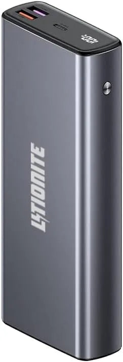 Aluminium PD3.0 Batterie externe à charge rapide et chargeur portable, 30.000mAh, 65W, avec USB-C