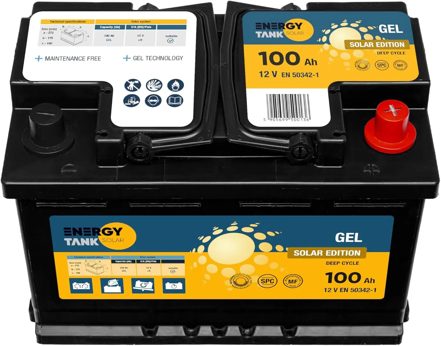 Batterie à décharge profonde et batterie solaire et loisirs, 100Ah, 12V, alimentation solaire