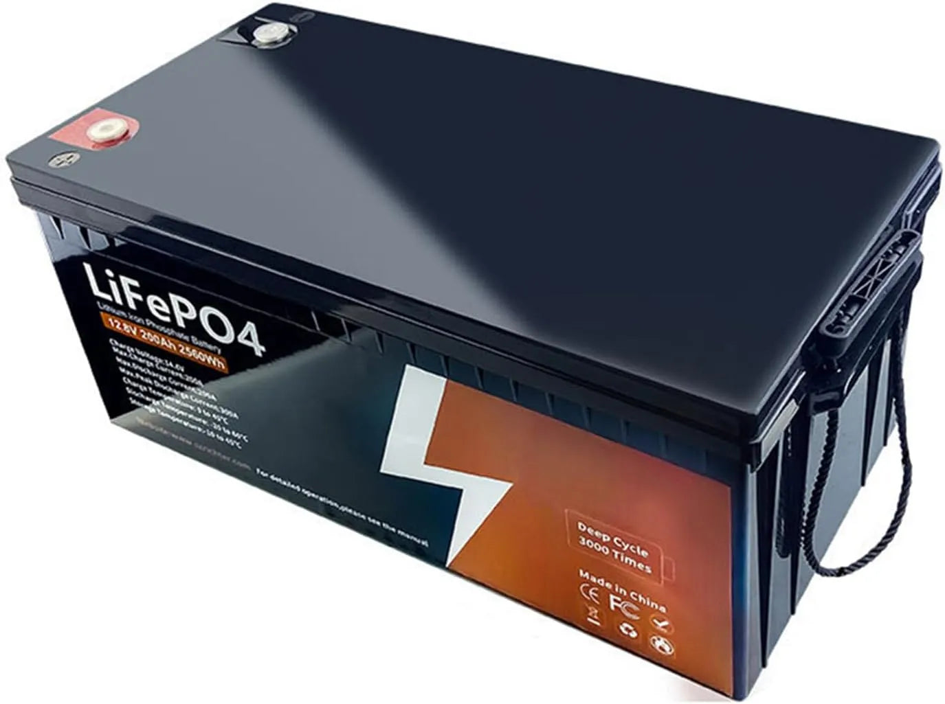 LiFePO4 Batterie lithium LiFePO4 et batterie solaire à décharge profonde, 50 Ah, 100 Ah, 200 Ah, 2560 Wh, pour camping et camping-car
