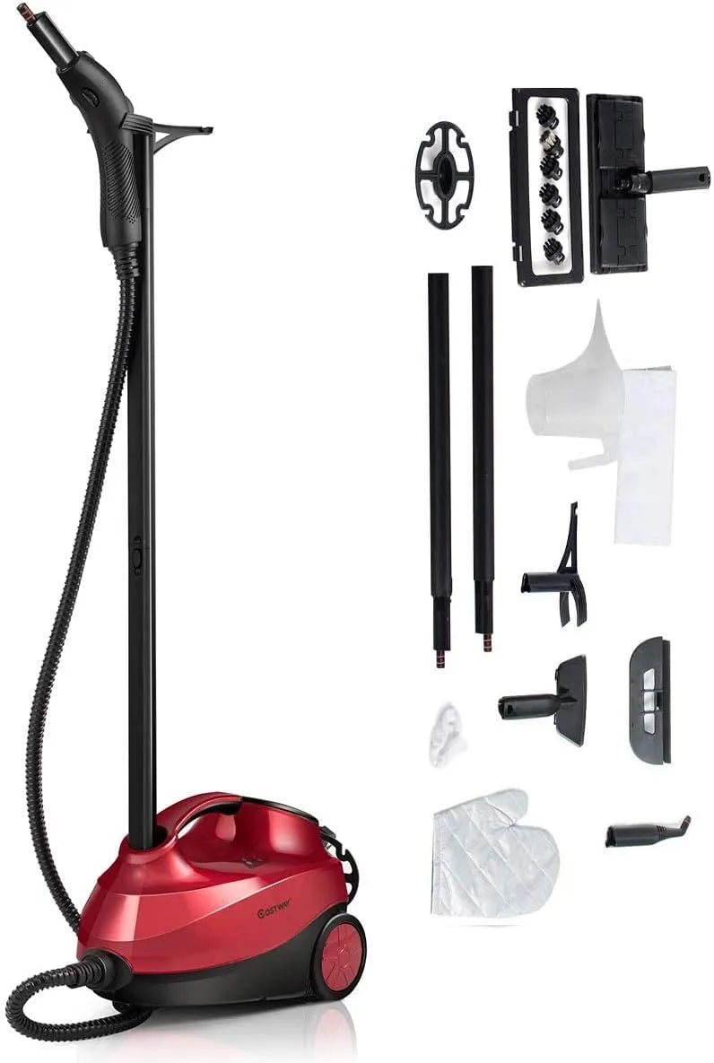COSTWAY Nettoyeur vapeur, format portable, 1,5 L, 2000W, pour tapis et tissus d'ameublement, rouge