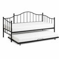 Lit de jour gigogne 1 place en acier noir avec 2 matelas blancs 90 x 190 cm 206 x 96 x 103 cm