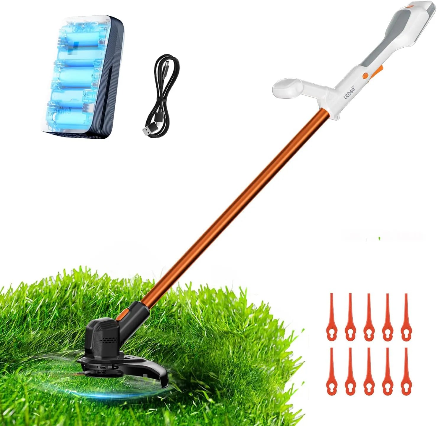 Coupe-bordures: sans fil, en plastique, avec poignée, réglable, 25 cm, 20 V, 2,0 Ah