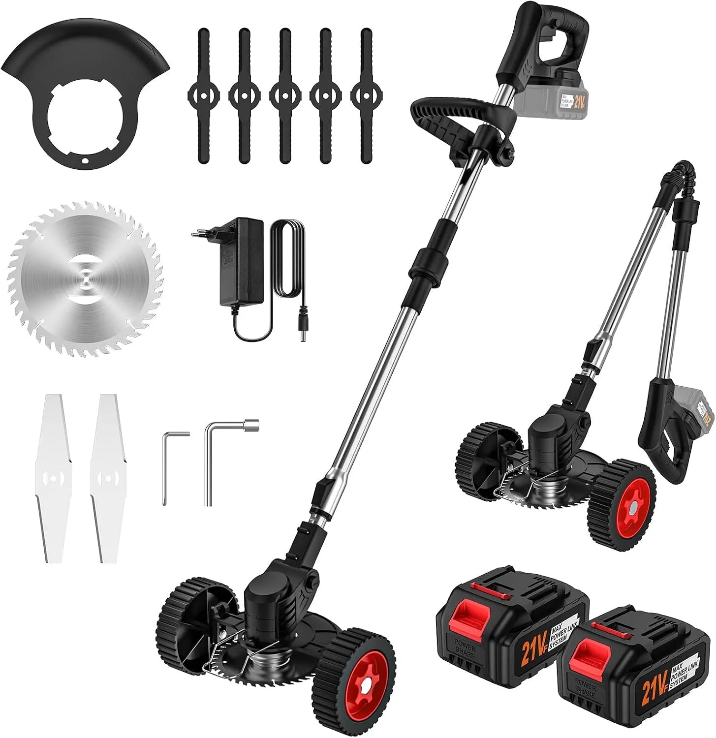 Débroussailleuse: sans fil, manche télescopique, fonctionnement silencieux, pliable, 21V, 3.0Ah, pour l'entretien du jardin