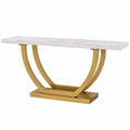 Console rectangulaire plateau effet marbre blanc structure en acier doré 120 cm x 35 cm x 78 cm