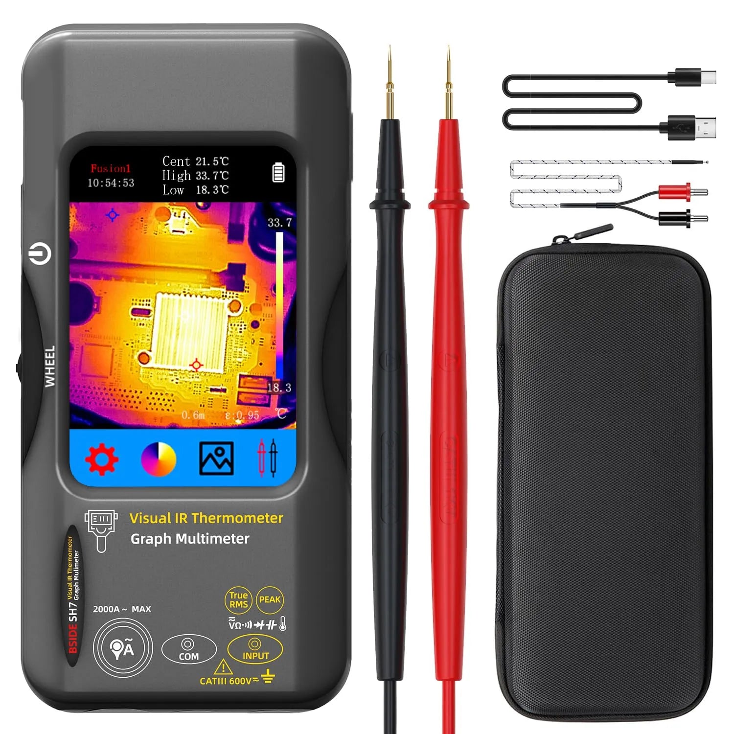Caméra thermique: SH7, format mobile, avec caméra, avec écran, écran tactile, 2 en 1, pour l'entretien automobile, BSIDE SH7