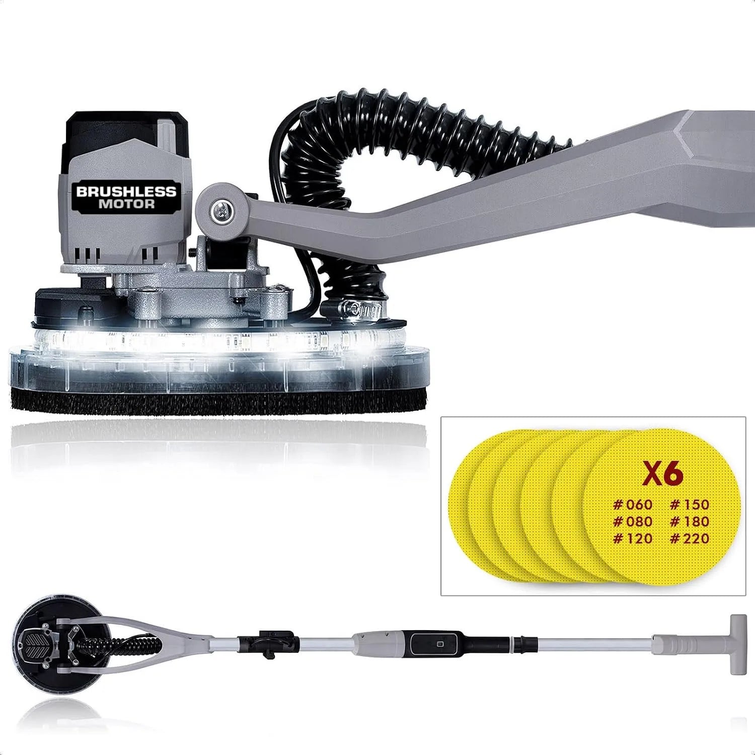 Ponceuse électrique, WK403260, moteur sans balais, affichage LED, usage professionnel, 225 mm, 400 W