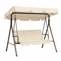 Balancelle de jardin 3 places avec auvent en acier brun coussins polyester beige 170 cm x 120 cm x 160 cm