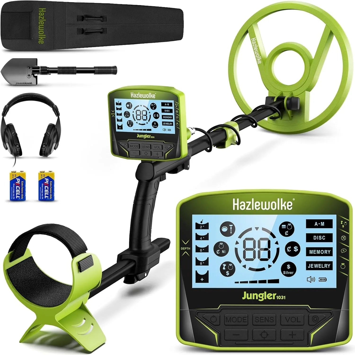 Hazlewolke Detecteur de Metaux pour Adultes, LCD, résistant à l'eau, avec écran, usage professionnel, 25cm, 5 Modes