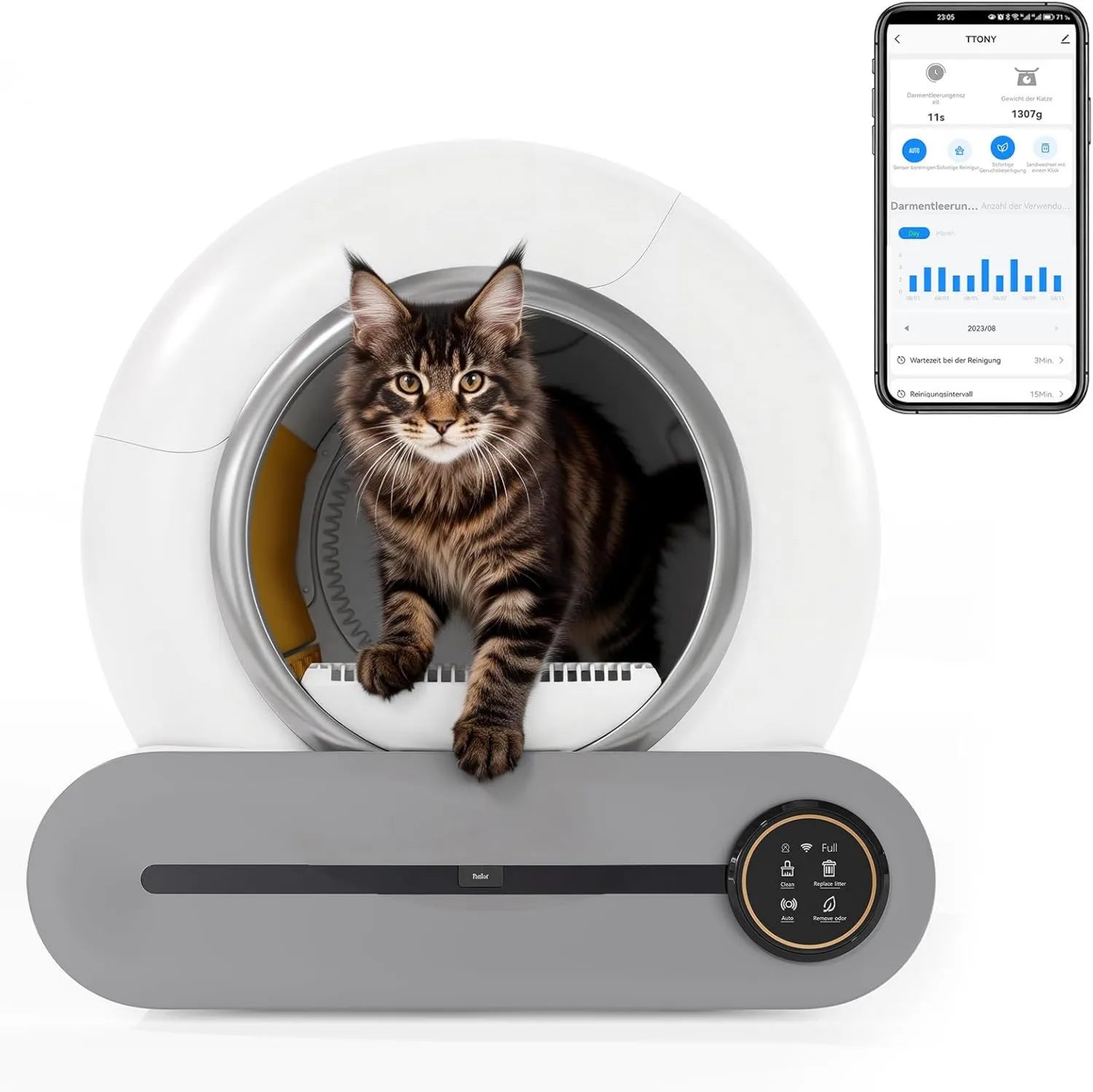 Litière autonettoyante pour chat - commande via application