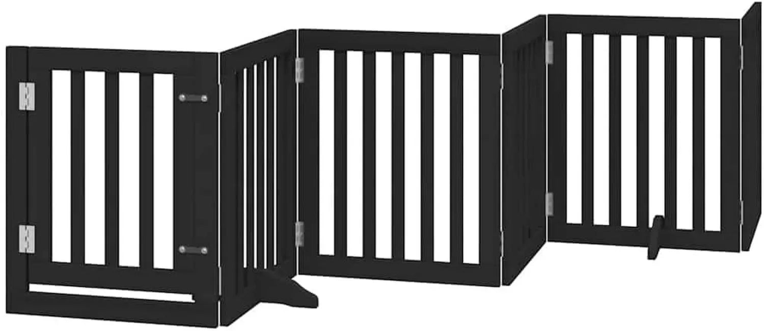 Barrière pour Chien Porte Pliable 15panneaux Noir Bois peuplier