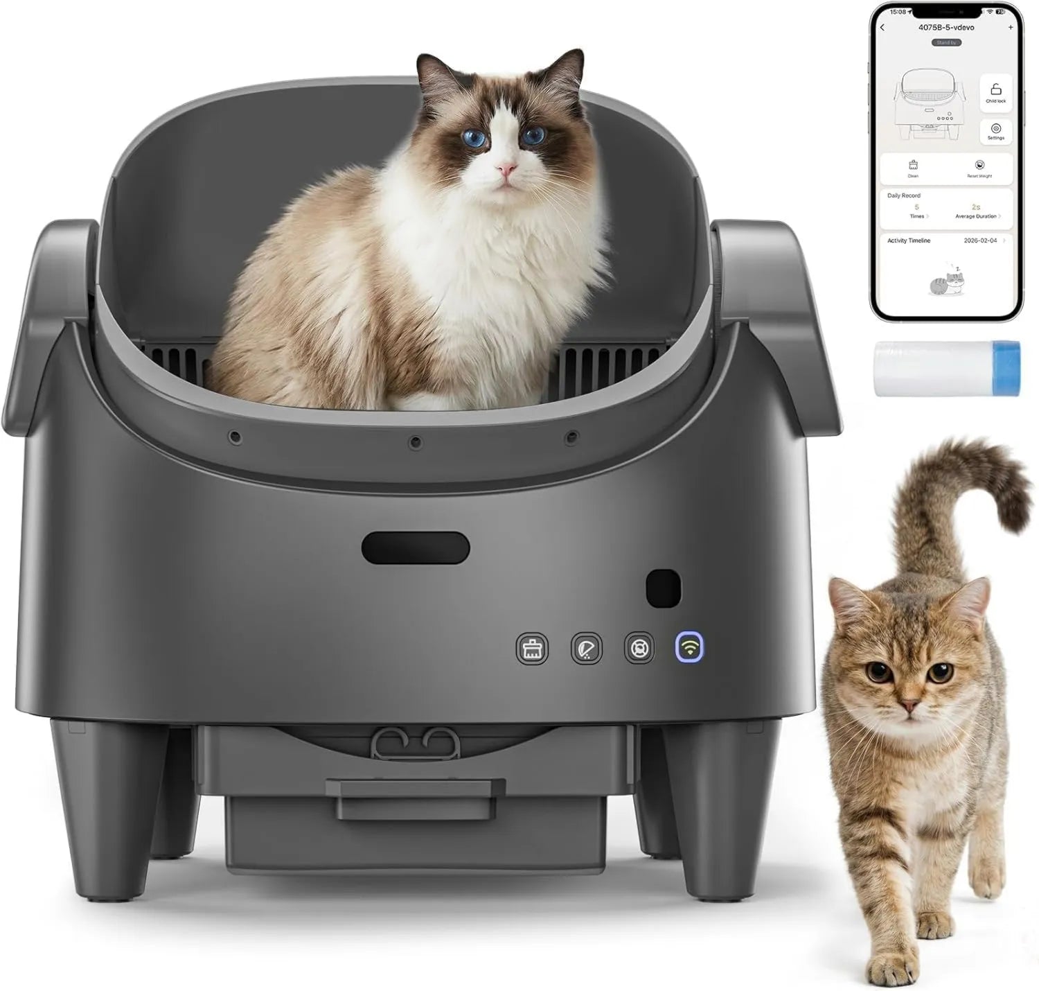 Litière autonettoyante pour chat - commande via application, grande capacité