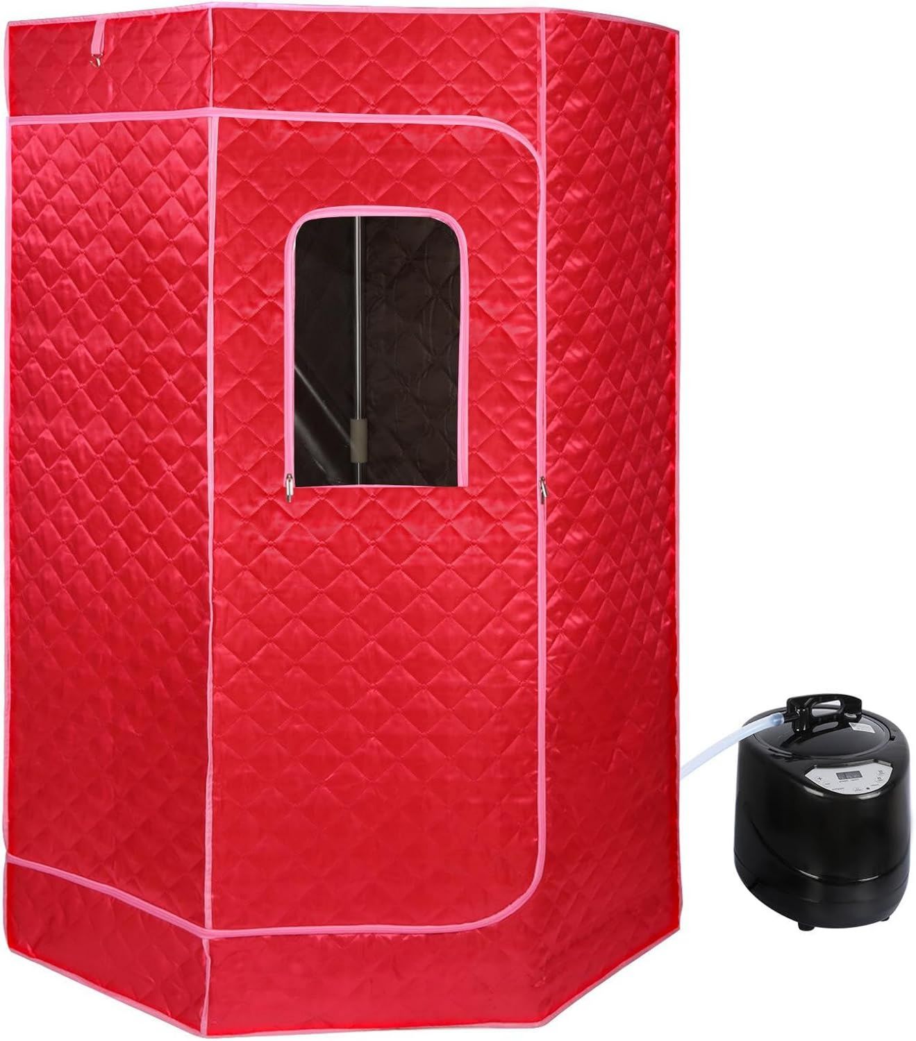 Sauna vapeur portable – pliable, avec télécommande, format portable, 90 x 90 x 180cm, 9 Niveau x, rouge
