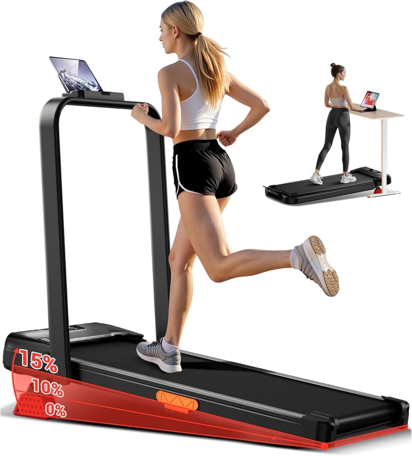 UMAY Tapis de marche – pliable, réglable, 136KG, 10KM/H