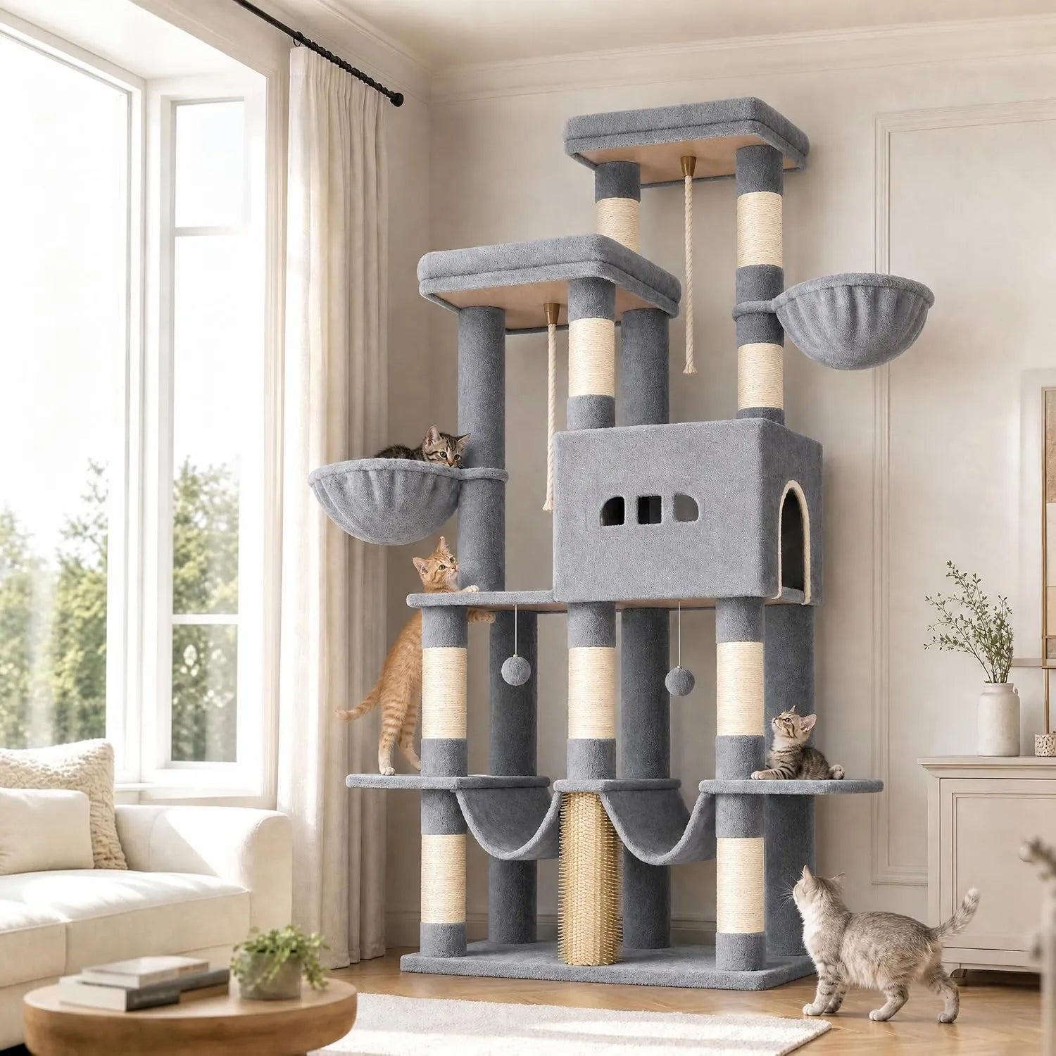 Arbre à chat – 2 Plateformes Extra-Larges, gris