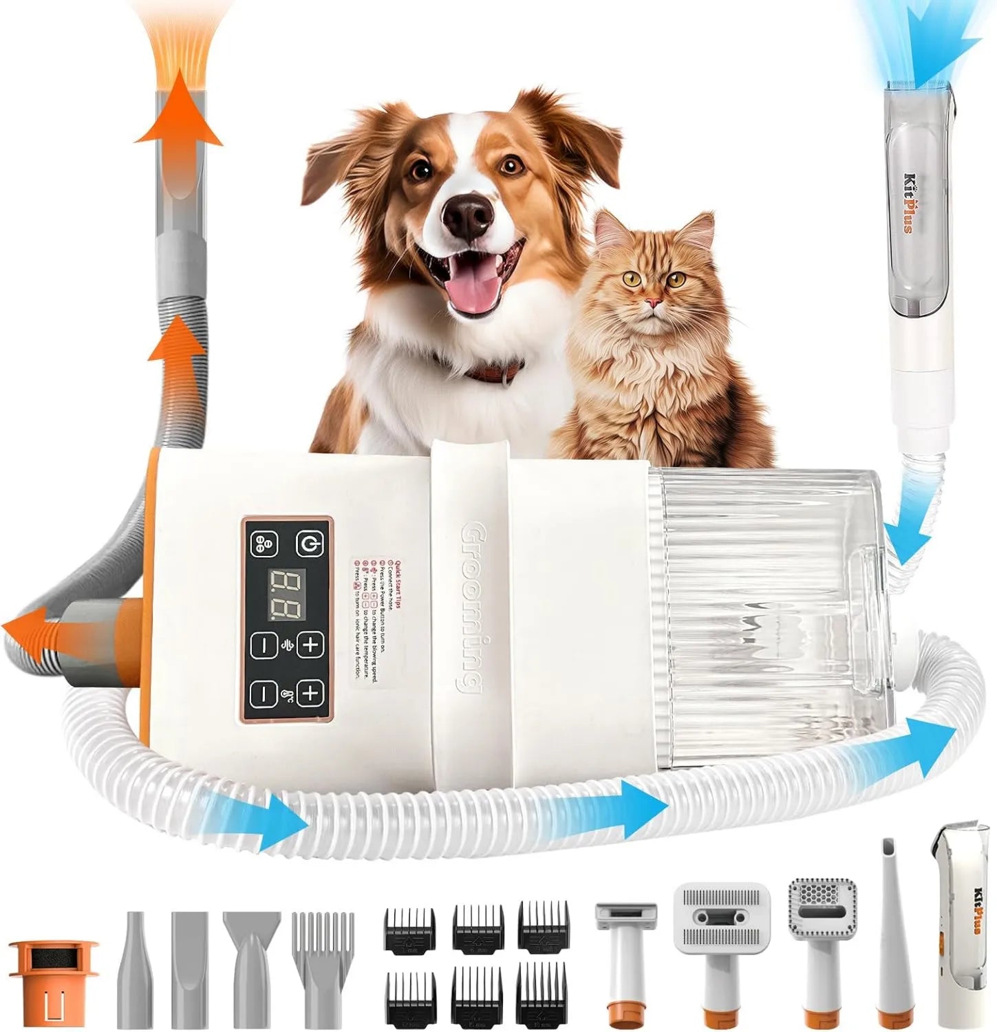 Tondeuse pour animaux – grande capacité, aspirateur professionnel de toilettage avec grande capacité