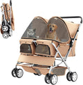 Poussette pour animaux: pliable, beige
