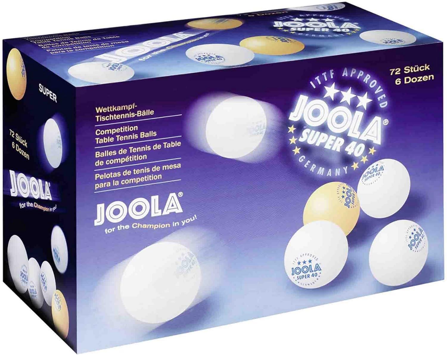 JOOLA Super *** Lot de 72 balles de tennis de table: blanc