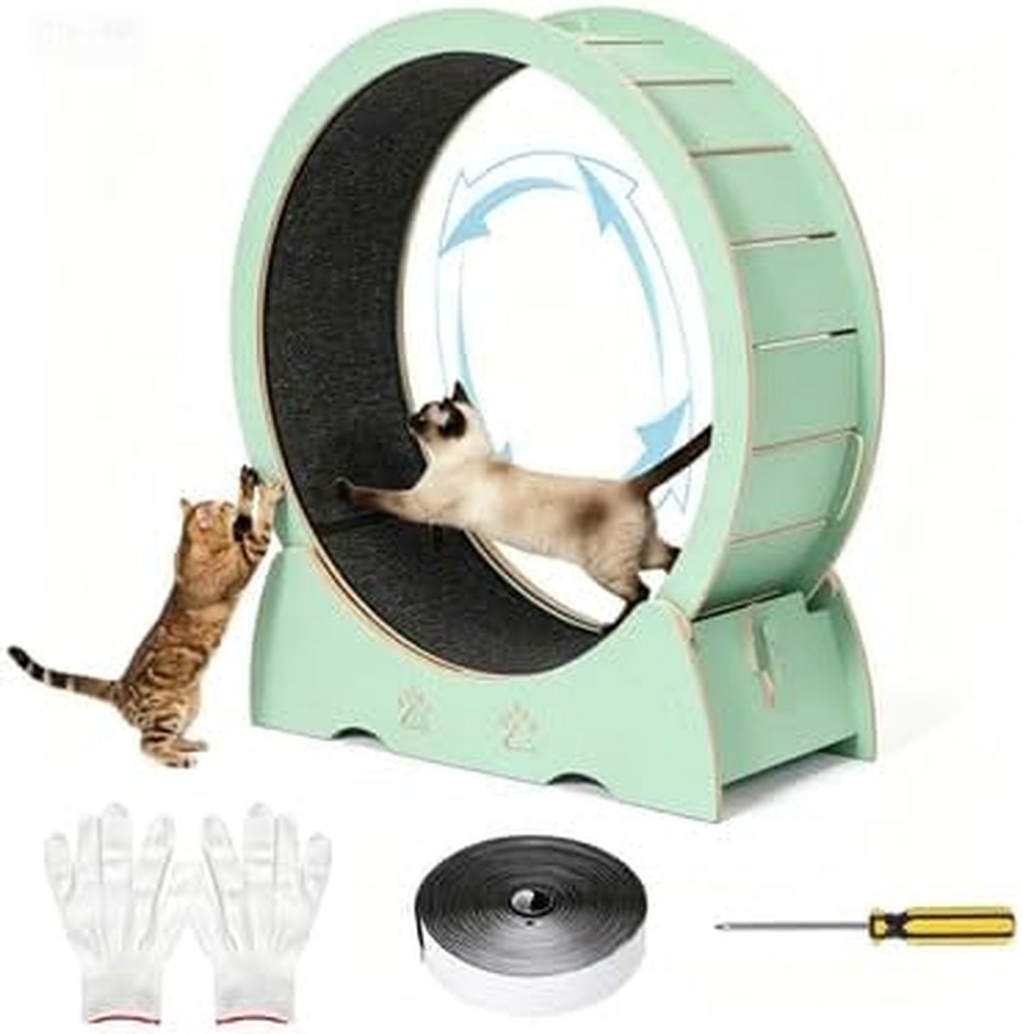 Roue d'exercice pour chat – structure en bois, fonctionnement silencieux
