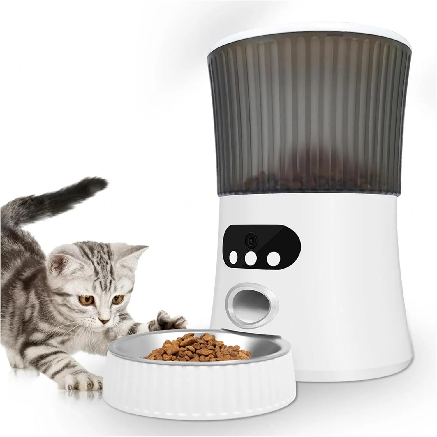 Distributeur automatique de nourriture - avec caméra, connexion Wi-Fi, en acier inoxydable, 1080P, 4 G