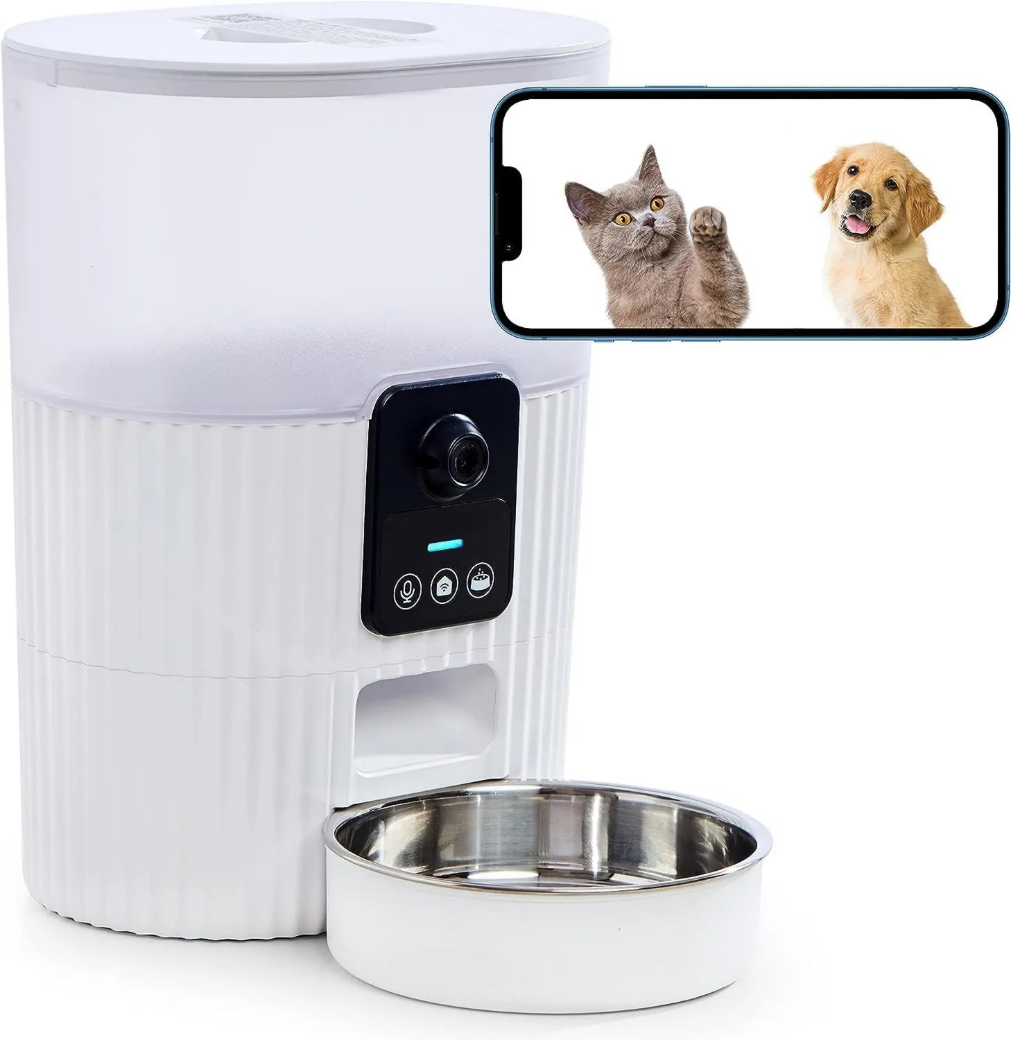 Distributeur automatique intelligent pour animaux domestiques avec caméra HD 1080p: connexion Wi-Fi, 5 L