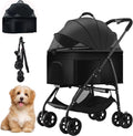 Poussette pour animaux: pliable, avec roulettes, 20 kg, noir