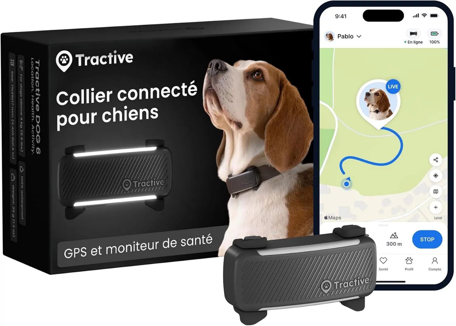 Collier GPS pour animaux - 2025 Édition, noir