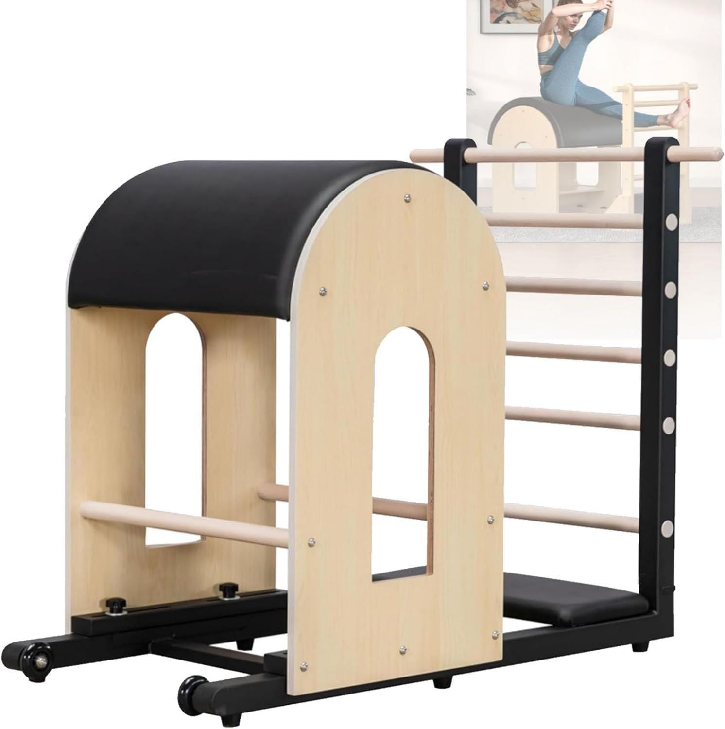 Échelle de pilates en bois pour entraînement à domicile – structure en bois, usage à domicile, vert
