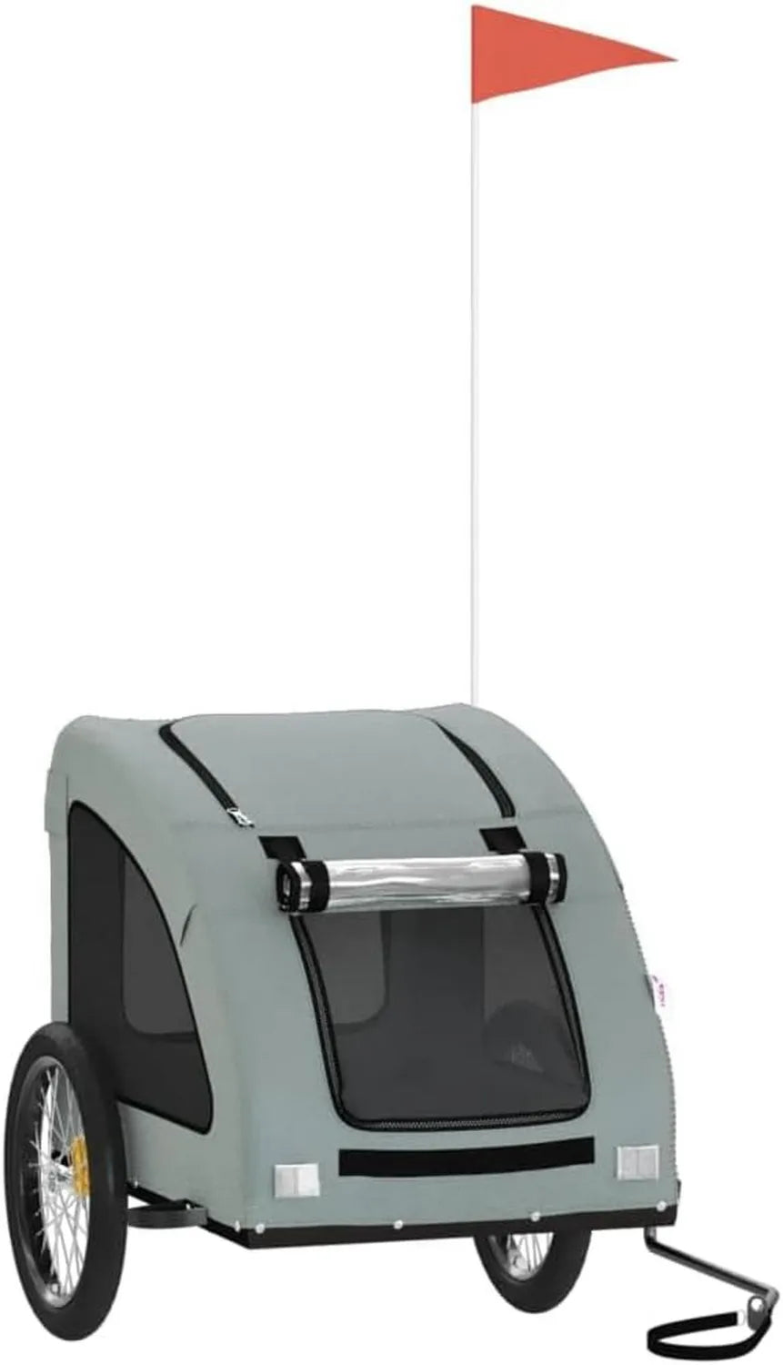 Remorque vélo pour animaux – 137 × 68 × 72 cm, gris