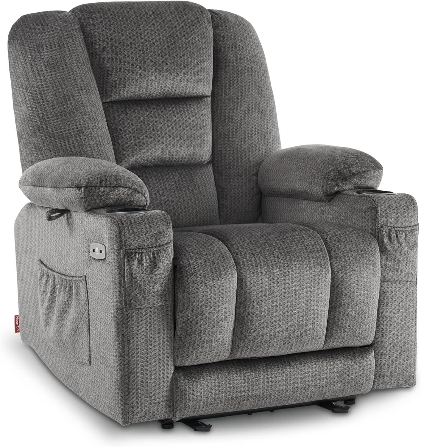 Fauteuil de massage – structure en bois, avec port USB, avec chauffage, gris