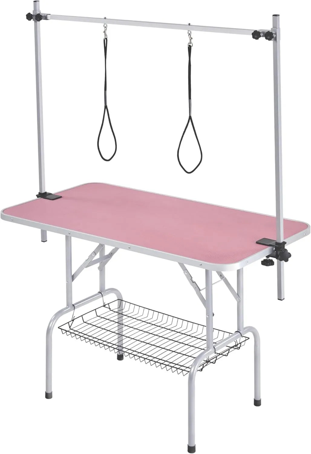 Table de toilettage - aération en maille, 118 × 60 × 177 cm, rose