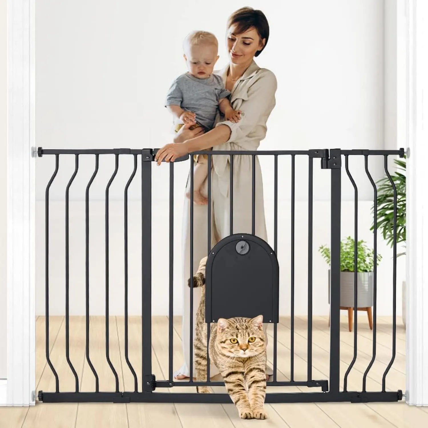 Chatière automatique - 75-123cm Barriere de Securite Enfant Extra Wide pour Escaliers et, noir