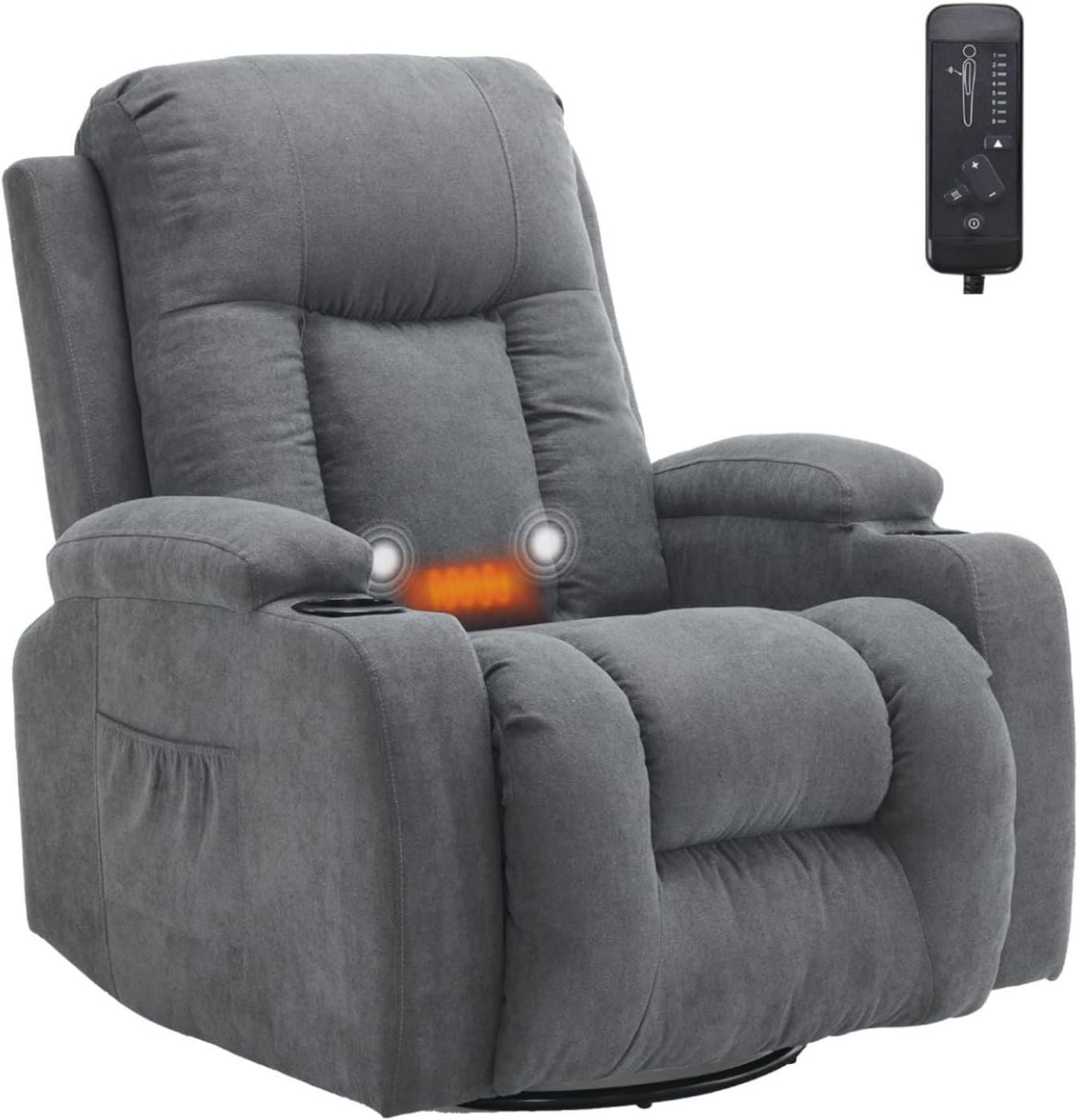 Fauteuil de massage – inclinaison réglable, pivotant, gris