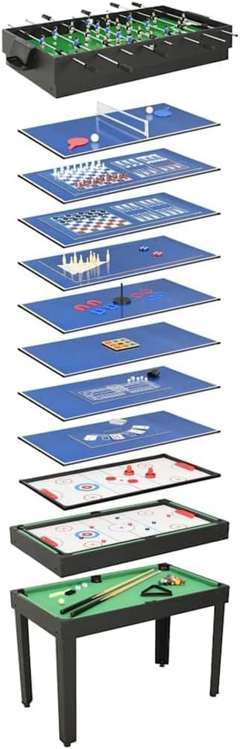 Table multigame 15 en 1 noire en MDF 121 x - 121 x 61 x 82 cm