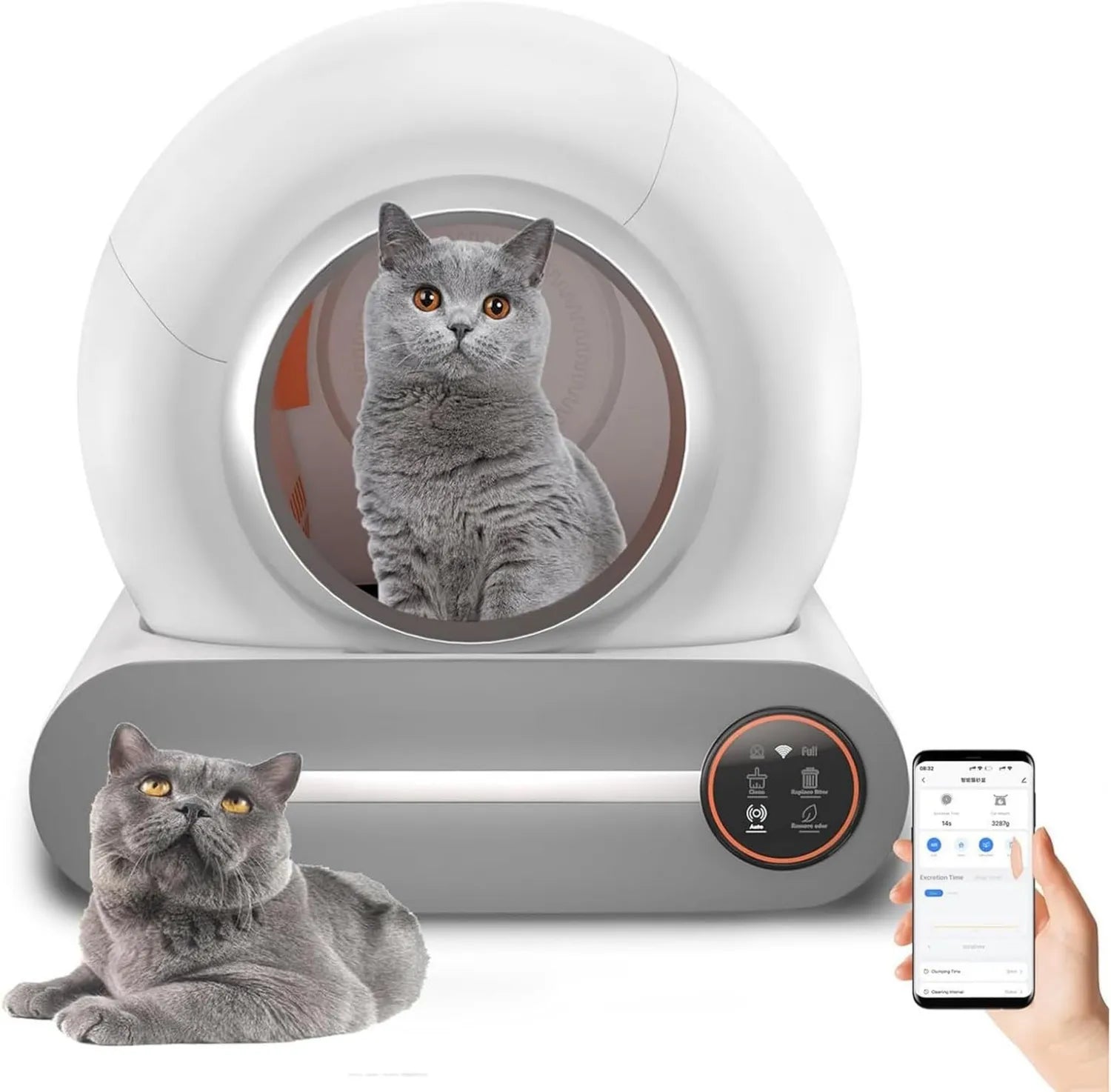 Litière autonettoyante pour chat - commande via application, grande capacité, 9 L