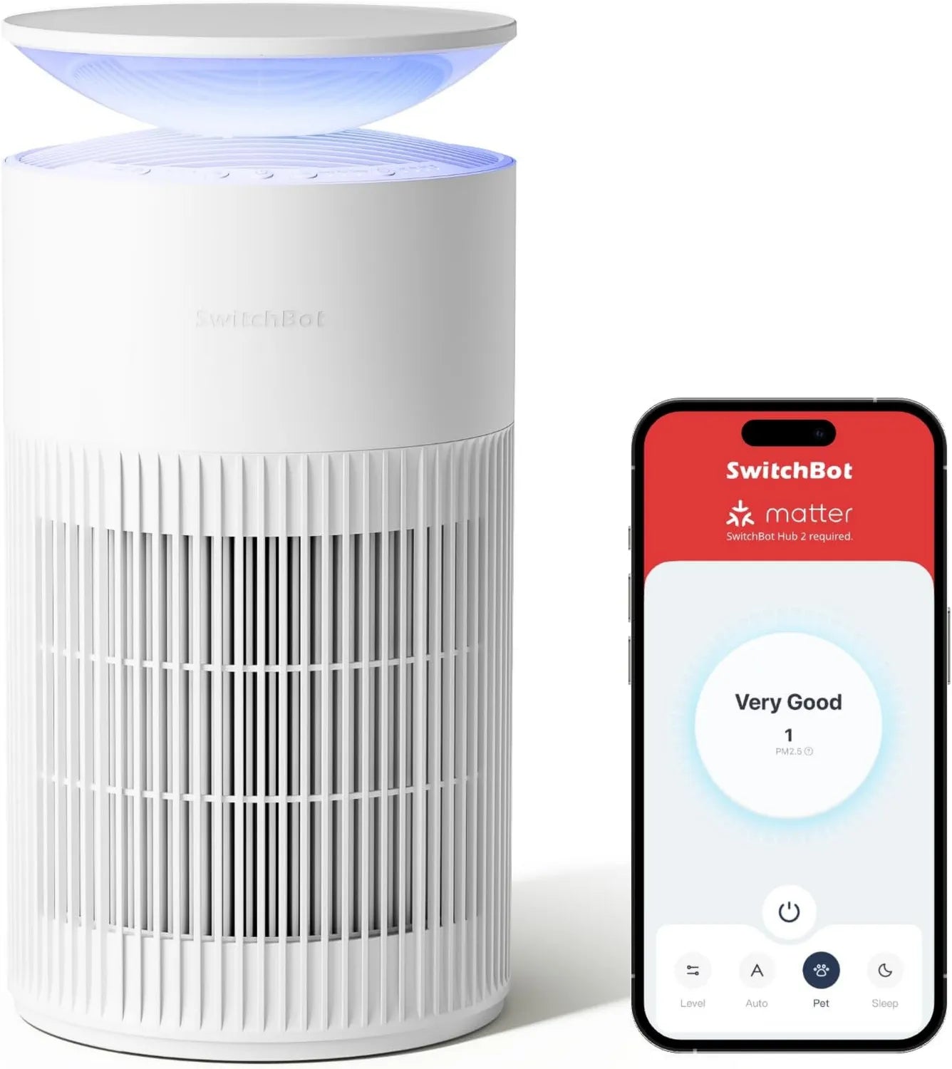 Purificateur d'air - commande via application, 400m³/h, 20dB, blanc