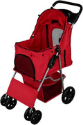 Poussette pour animaux - pliable, avec roulettes, 15KG, rouge