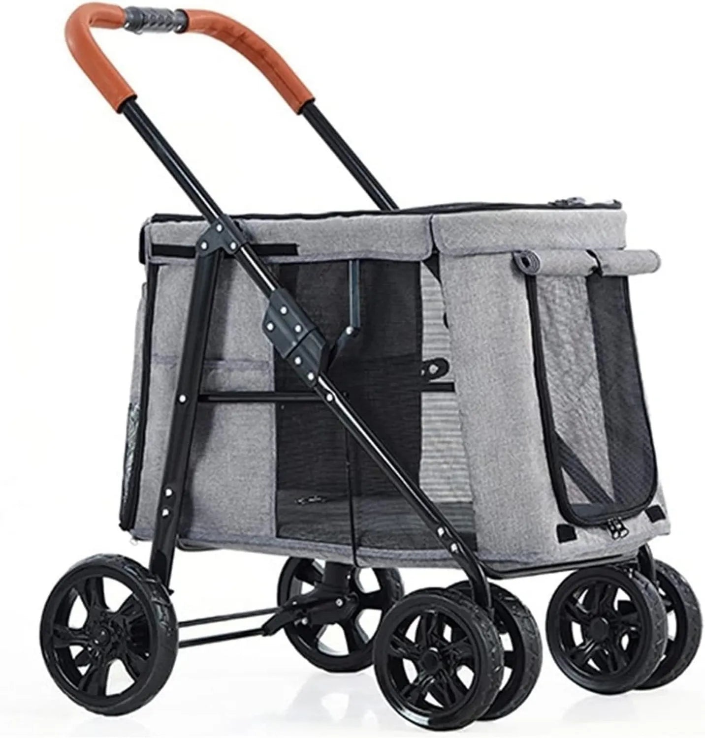 Poussette pour animaux – pliable, avec roulettes