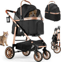 Poussette pour animaux - pliable, avec roulettes, 25 kg, noir