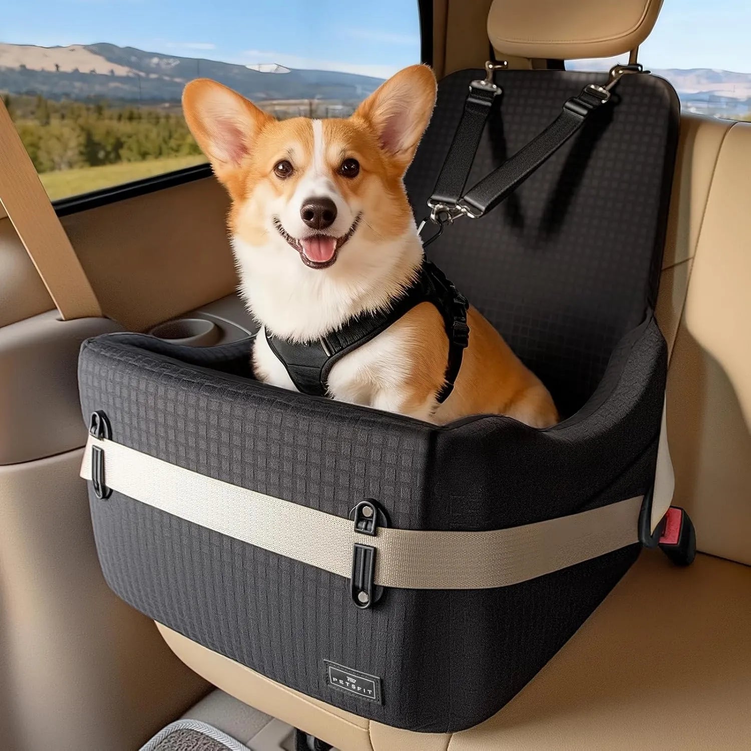 Siège auto pour animaux - 15kg, gris